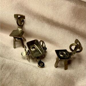 Set of 3 Vintage Moveable Silver Charms